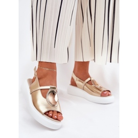 Leather elegant women's sandals s.barski gr51-603 zlotys golden 2