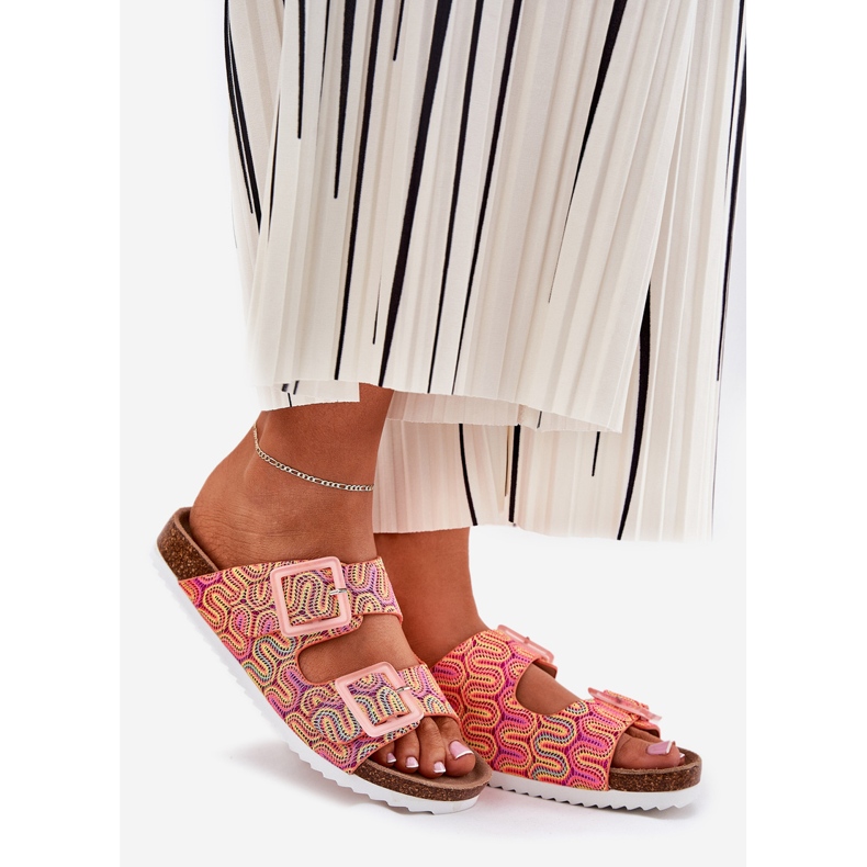 S.Barski Women's flip flops with buckles and glitter S. Barski RB51-006 Orange 1