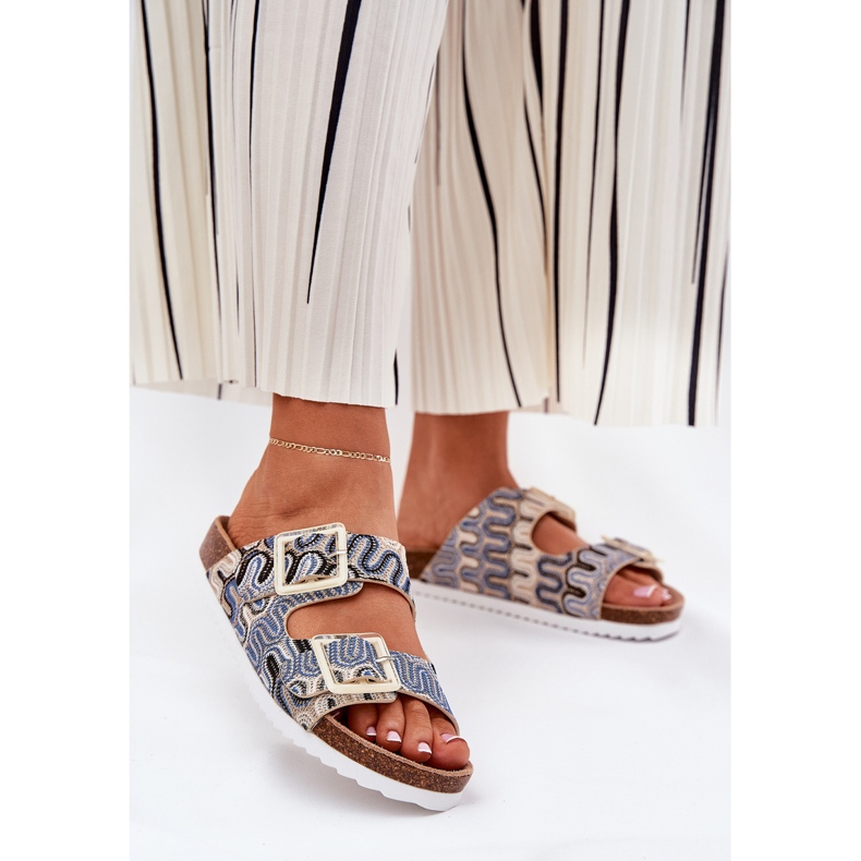 S.Barski Women's flip flops with buckles and glitter S. Barski RB51-006 beige 2