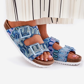 S.Barski Women's flip flops with buckles and glitter S. Barski RB51-006 blue 1
