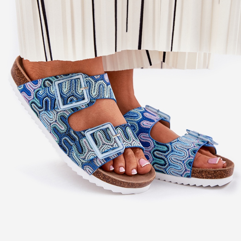 S.Barski Women's flip flops with buckles and glitter S. Barski RB51-006 blue 1 S.Barski Women's flip flops with buckles and glitter S. Barski RB51-006 blue 1