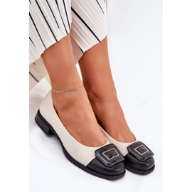 S.Barski Leather ballerinas with decoration D&amp;A mk51-059 beige 1
