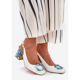 S.Barski Women's leather sandals on the D&amp;A CR51-002 white post 1