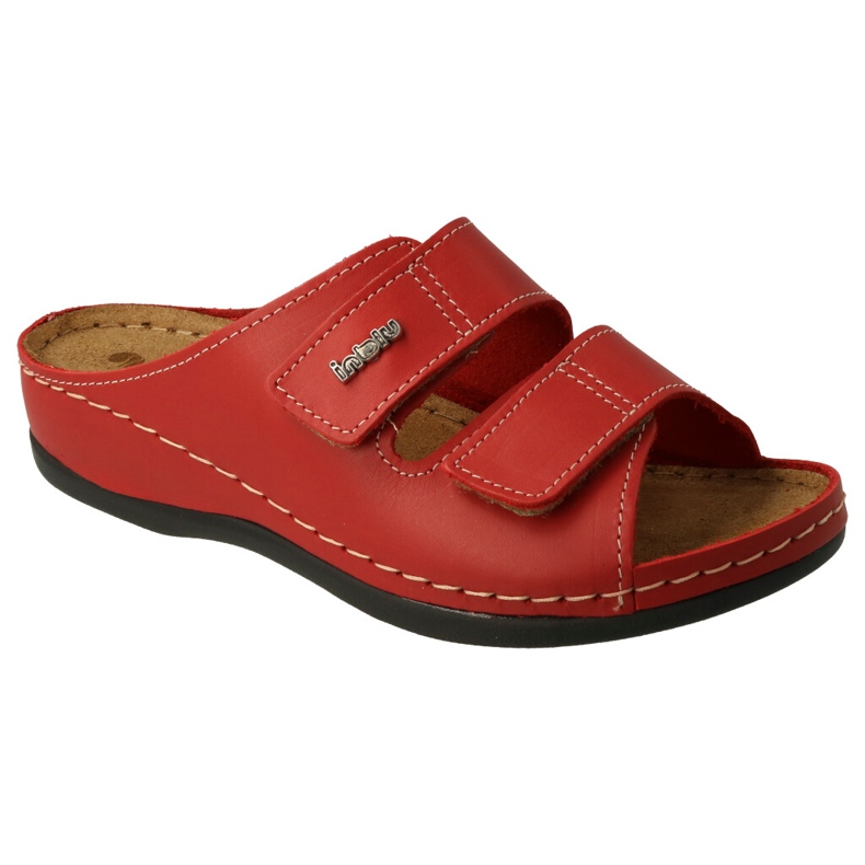 Inblu red women's leather flip flops 158d105 1