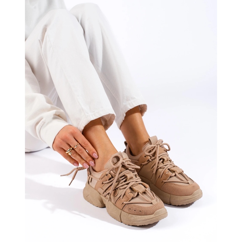 Seastar Beige women's sneakers with a cuff 1