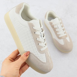 Women's leather sports shoes perfoled beige Sergio Leone SP-118 1