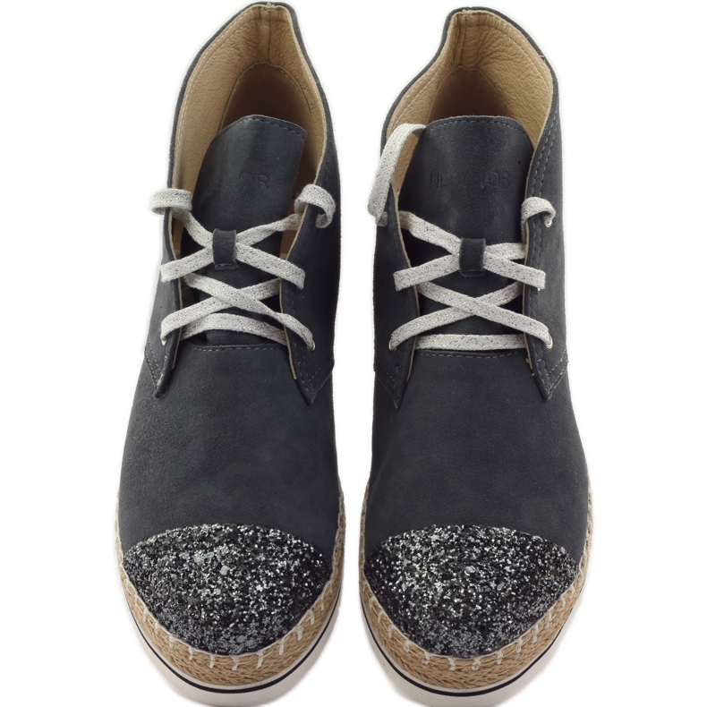 Women's leather espadrilles, gray/silver, Neścior grey 4 Women's leather espadrilles, gray/silver, Neścior grey 4