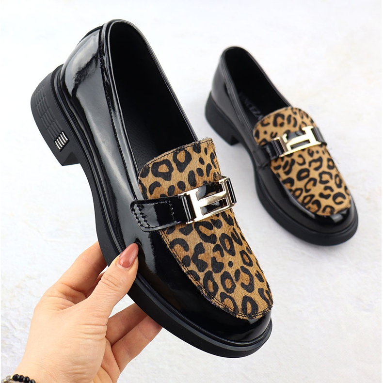 Leather shoes with leopard print lag lacquered black vinceza 66790 1 Leather shoes with leopard print lag lacquered black vinceza 66790 1