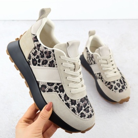 Leather sneakers on a beige leopard platform Vinceza 66793 1