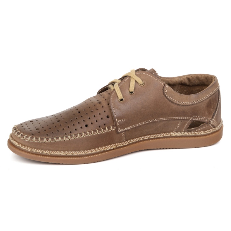 Olivier Men's leather laced summer shoes 206L with light brown perforation 1 Olivier Men's leather laced summer shoes 206L with light brown perforation 1