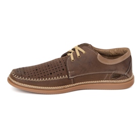 Olivier Men's leather laced summer shoes 206L with brown perforation 1 Olivier Men's leather laced summer shoes 206L with brown perforation 1
