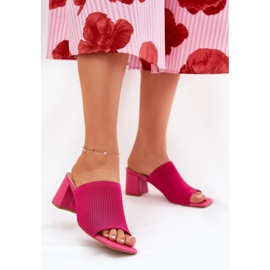 Women's high -heeled slippers pink 2