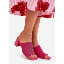 Women's high -heeled slippers pink 1