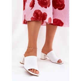 Women's high -heeled slippers white 2