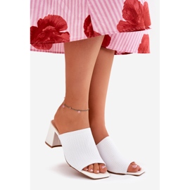 Women's high -heeled slippers white 1