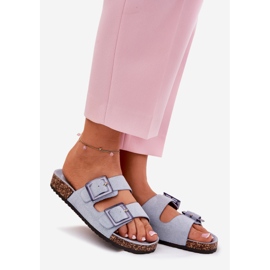 Women's flip flops with clamps on the cork sole blue 1