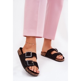 Women's flip flops with clamps on the cork sole black sole 2