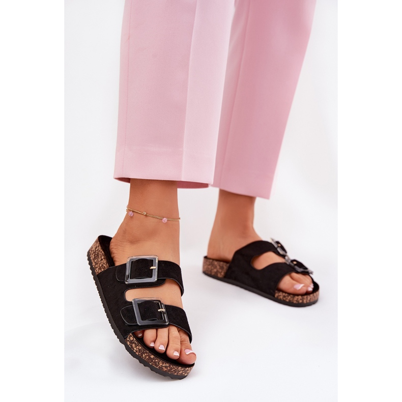 Women's flip flops with clamps on the cork sole black sole 2