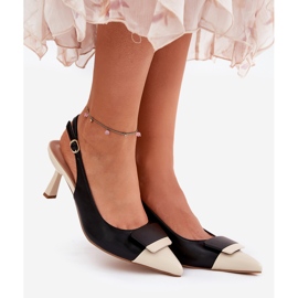 Elegant high heels with decoration Eco Black Leather 1 Elegant high heels with decoration Eco Black Leather 1