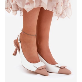 Elegant high heels with an eco -white leather decoration 1