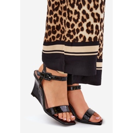 Painted women's sandals on wedges black 1