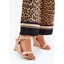 Painted women's sandals for nude wedges beige 2 Painted women's sandals for nude wedges beige 2