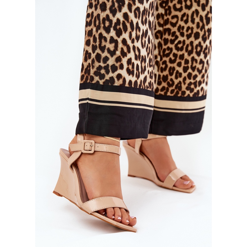 Painted women's sandals for nude wedges beige 2 Painted women's sandals for nude wedges beige 2