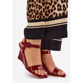 Painted women's sandals for burgundy wedges red 1
