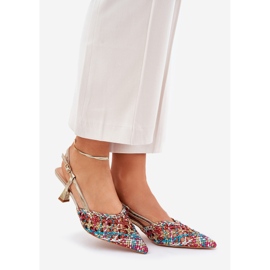 High heels with a pointed toe and an open multicolor heel multicolored 1