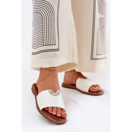 Eco leather women's slippers with decorative white details 2 Eco leather women's slippers with decorative white details 2