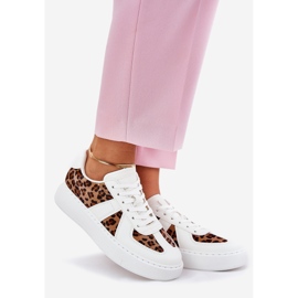 Women's sneakers with leopard print on the platform white 1