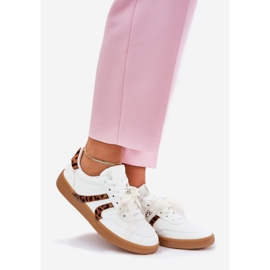 Low women's sneakers with lace white leopard print 1 Low women's sneakers with lace white leopard print 1
