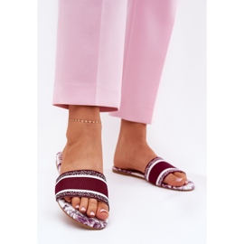 Patrouched flat women's burgundy slippers red 2