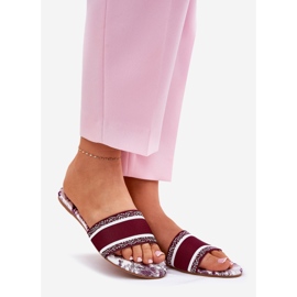 Patrouched flat women's burgundy slippers red 1