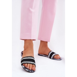 Patterned flat women's flaps black 2