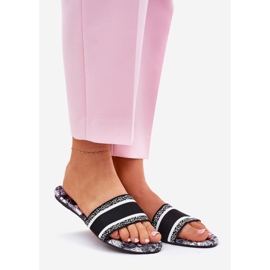 Patterned flat women's flaps black 1