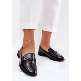Painted women's loafers with a decorative buckle black buckle 2