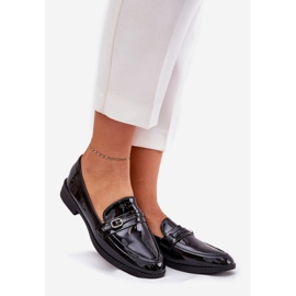Painted women's loafers with a decorative buckle black buckle 1