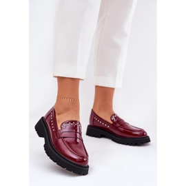 Women's loafers varnished with burgundy decoration red 2 Women's loafers varnished with burgundy decoration red 2