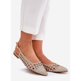 Sandals with braid and pointed toes gold golden 1