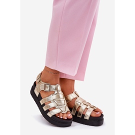 Women's sandals on the platform with golden buckles 1