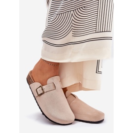 Slippers women's and on the platform with a buckle beige 1