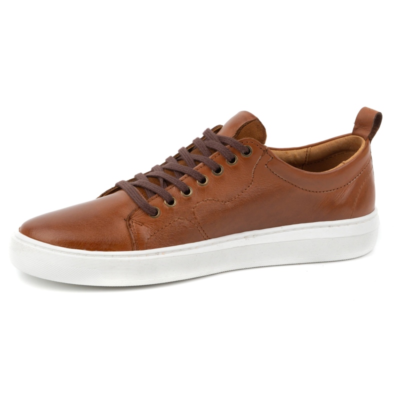 Olivier Men's leather sports shoes with laces 434KNT brown 2