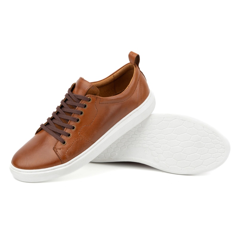 Olivier Men's leather sports shoes with laces 434KNT brown 4