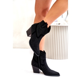 Decorated women's boots with high heels with tools in the spitz s.barski HY42-121 black 3