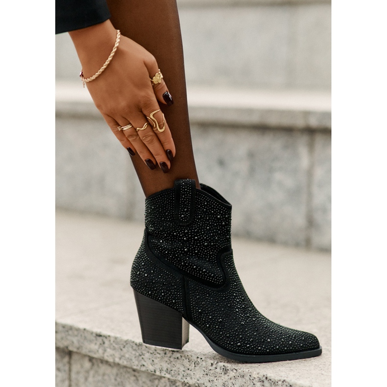 Decorated women's boots with high heels with tools in the spitz s.barski HY42-121 black 6