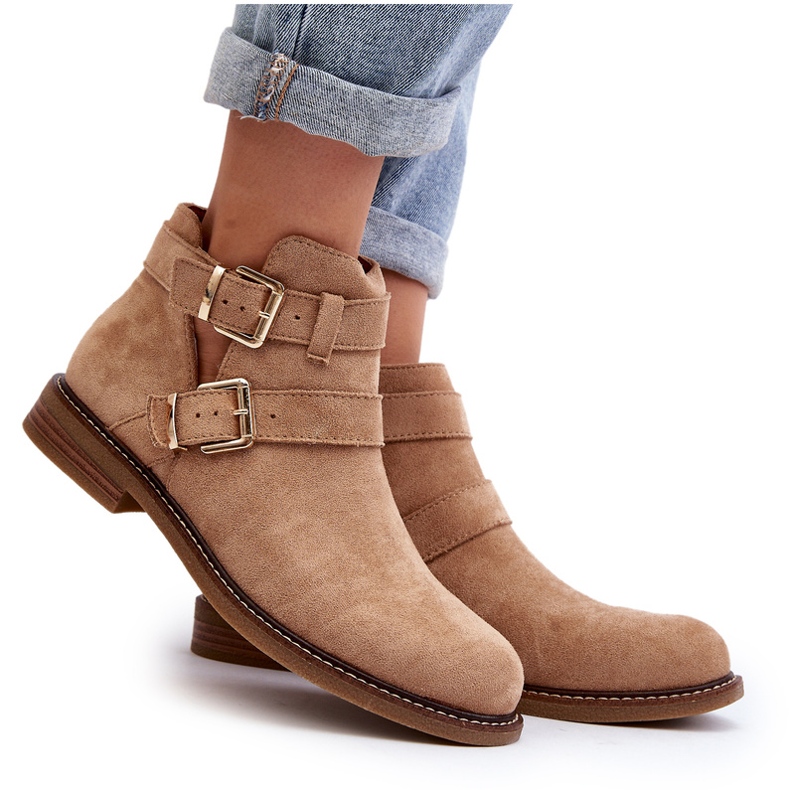 Women's flat heels with beige stripes 6