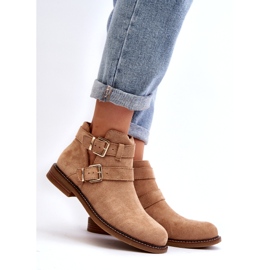 Women's flat heels with beige stripes 1