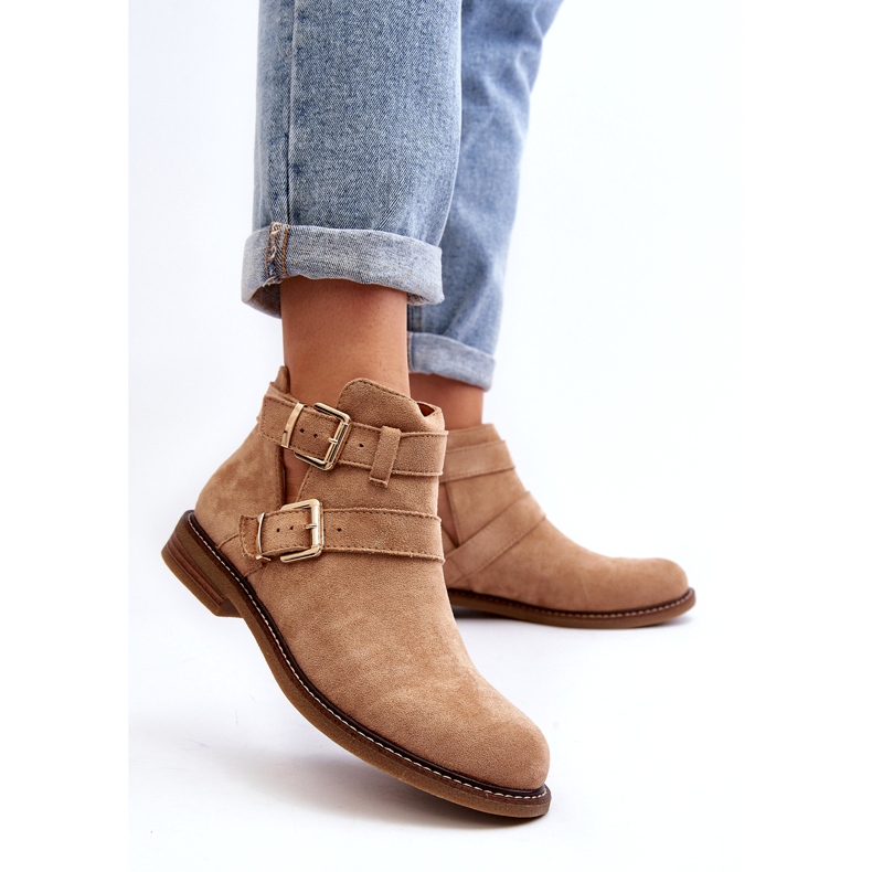 Women's flat heels with beige stripes 3