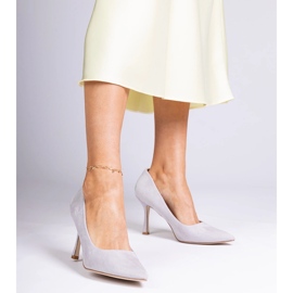 Gray classic pumps on the heel from Ekozamsz grey 1